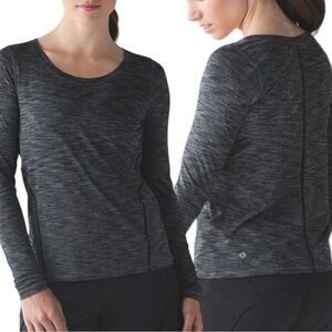 Lululemon Intensi-Tee Long Sleeve Heathered Black Size 4 Seriously Light Luon